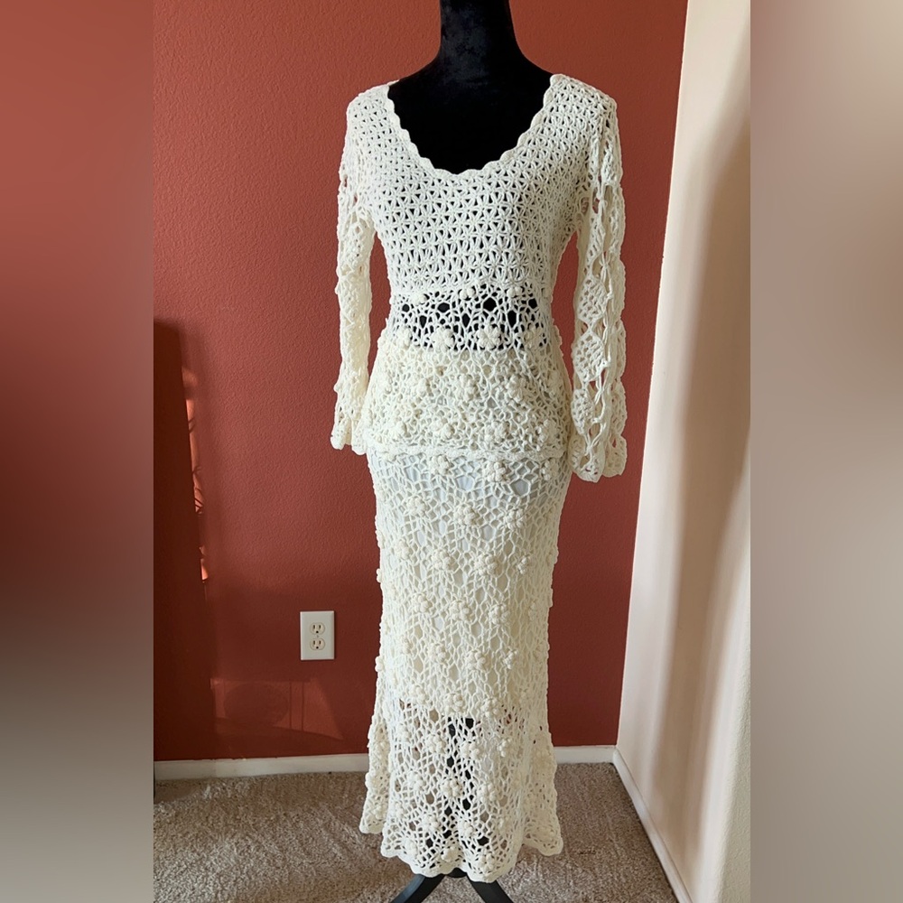 Newport News - Beautiful Formal Knitted Dress - 2 Pcs ( Top / Skirt )